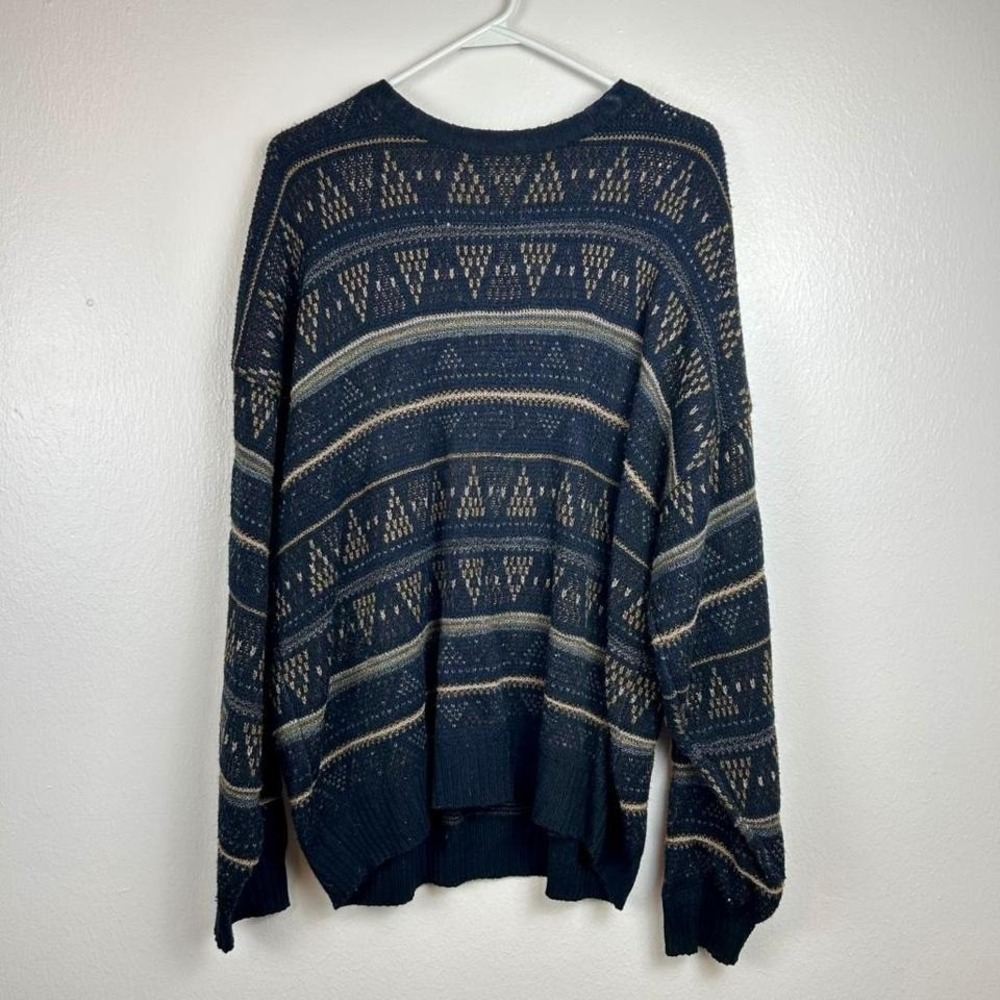 Vintage Geoffrey Beene Striped Geometric Sweater Mens L Grandpa Streetwear Retro